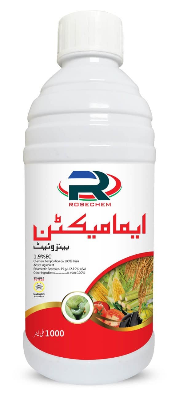 ROSECHEM Emamectin Benzoate 1.9% EC insecticide bottle, 1000 ml